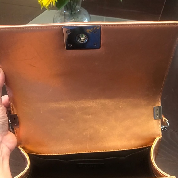 Chanel 14S Orange Metallic Patent Leather Boy - Picture 9 of 11